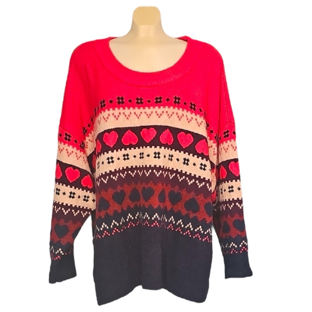 💚 Pennington’s Heart Pattern Sweater, Size 4X